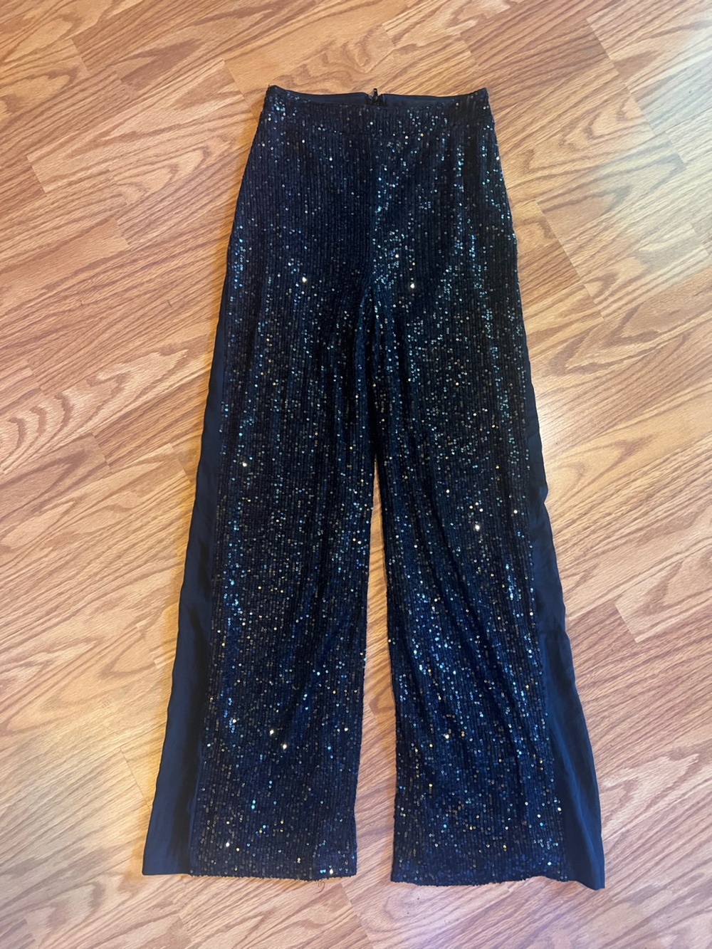 privy Black Sequin Wide-Leg Jumpsuit Pants